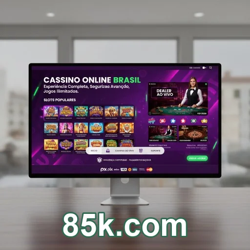 Tela de suporte da conta e acesso seguro no 85k.com